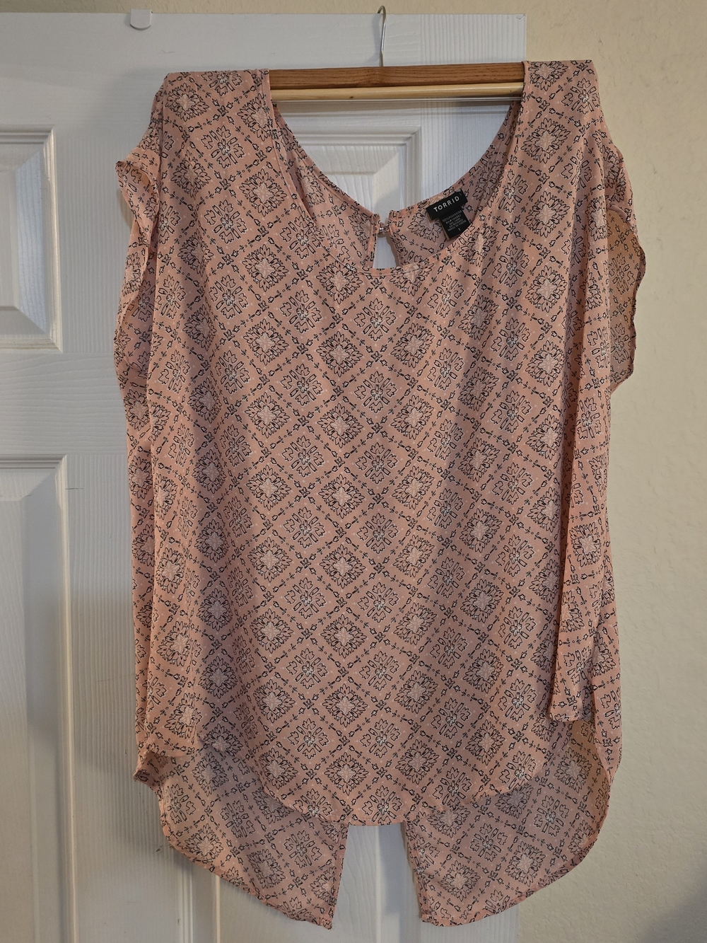 Torrid Pink Patterned Cold-Shoulder Blouse